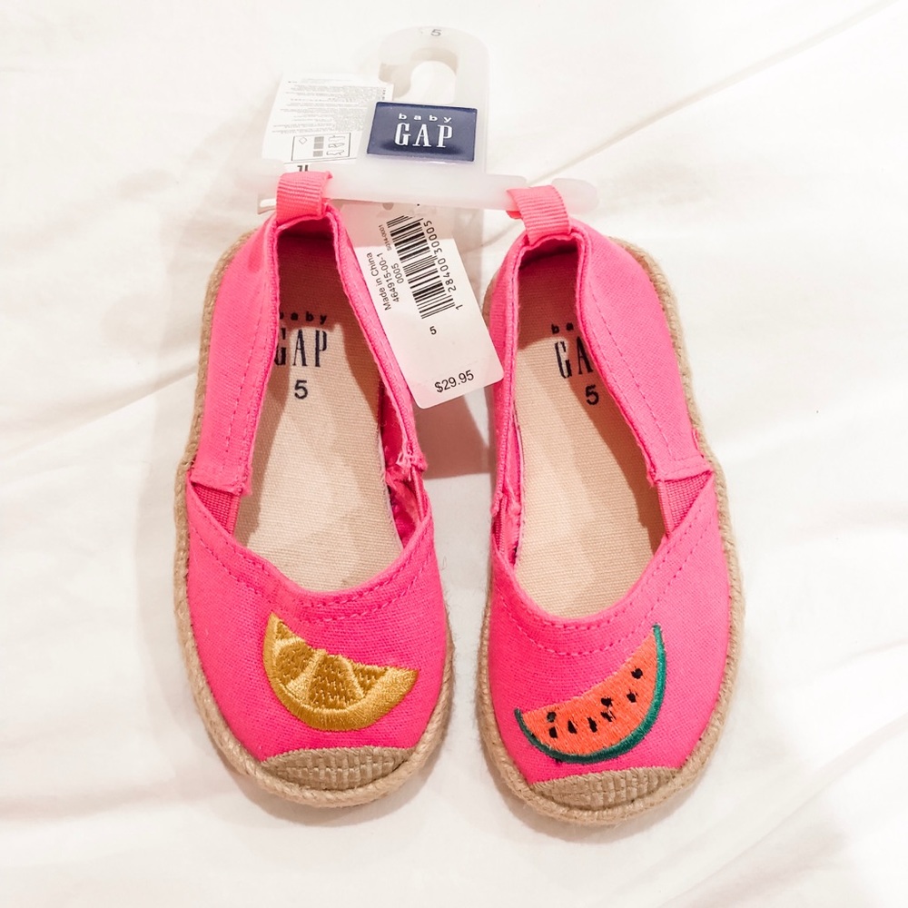 NWT-Baby Gap Watermelon/Lemon Espadrilles -Size 5
